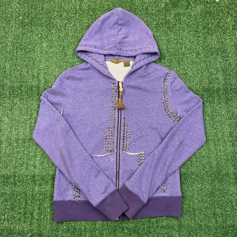 Y2K 2000's Miss Me Hoodie Purple Studded Zip Up Sweatshirt